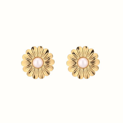 Aretes circulares con perla