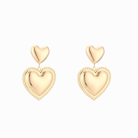 Pendientes casual doble en forma de corazón