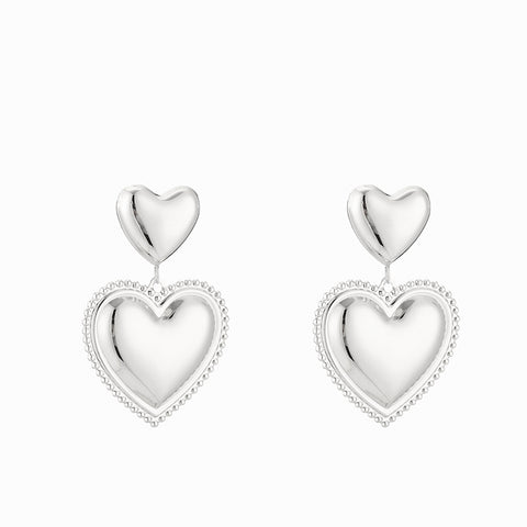 Pendientes casual doble en forma de corazón