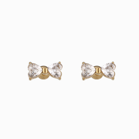 Aretes casuales de moño mini con cristales