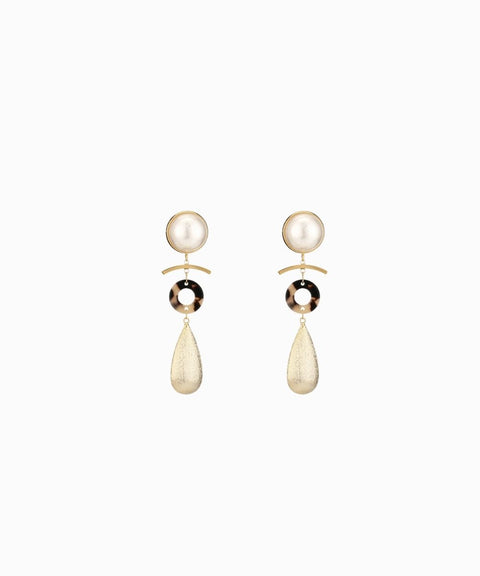 Aretes con colgantes de perla