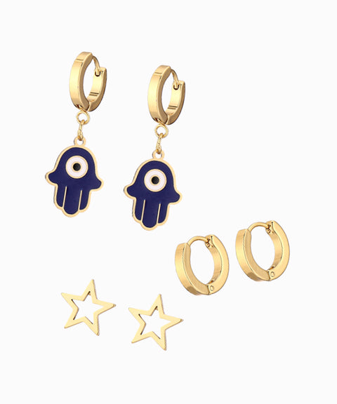 SET ARETES OJO TURCO