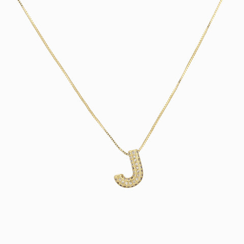 Collar casual inicial chunky chapado de oro