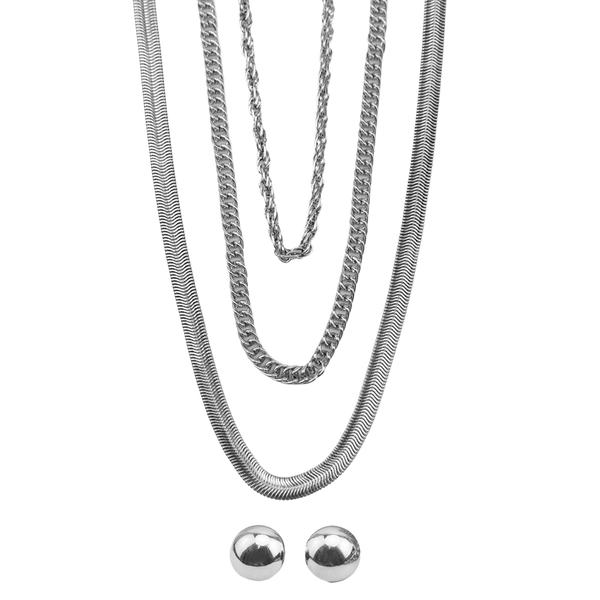 JUEGO DE COLLARES PLATEADO
